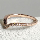 R662 Rose Gold V Rhinestone Ring - Iris Fashion Jewelry