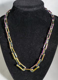 N2158 Iridescent Thick Chain Link Necklace with FREE Earrings - Iris Fashion Jewelry