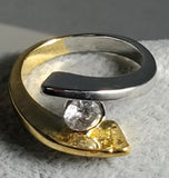 R88 Silver & Gold Single Rhinestone Ring - Iris Fashion Jewelry
