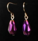 *E313 Purple Iridescent Gemstone Dangle Earrings