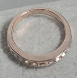 R668 Rose Gold Rhinestone Band Ring - Iris Fashion Jewelry