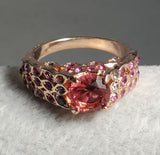 R192 Rose Gold Pink Rhinestone Ring - Iris Fashion Jewelry