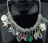 AZ64 Silver 21 Charm Snake Chain Necklace with Free Earrings SUPER VALUE! - Iris Fashion Jewelry