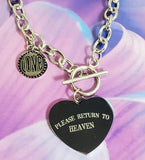 AZ1593 Silver Heart Please Return to Heaven Necklace with FREE EARRINGS