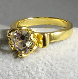 R365 Gold Clear Gemstone Ring - Iris Fashion Jewelry