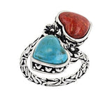 R639 Silver Turquoise Heart Gem Ring - Iris Fashion Jewelry