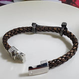 B1308 Brown Woven Magnetic Hatchet Bracelet