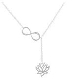 N2179 Silver Infinity Lotus Dangle Necklace with FREE EARRINGS - Iris Fashion Jewelry