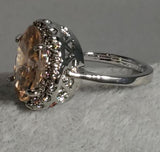 R686 Silver Oval Champagne Gemstone Ring - Iris Fashion Jewelry