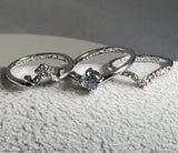 R229 Silver 3 Piece Rhinestone Ring Set - Iris Fashion Jewelry