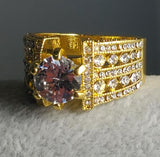 R134 Gold Gemstone Multi Rhinestones Ring - Iris Fashion Jewelry