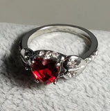 R238 Silver Red Heart Gemstone Rhinestone Ring - Iris Fashion Jewelry