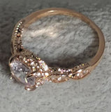 R691 Rose Gold Gem Rhinestone Ring - Iris Fashion Jewelry