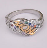 R283 Silver Multi Color Rhinestone Mom Ring - Iris Fashion Jewelry
