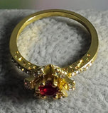 R630 Gold Red Gem Rhinestone Ring - Iris Fashion Jewelry