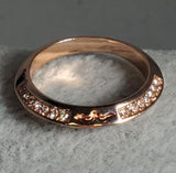 R80 Rose Gold Rhinestone Band Ring - Iris Fashion Jewelry