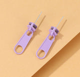 E1950 Lavender Metal Zipper Earrings - Iris Fashion Jewelry