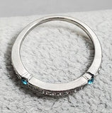 R525 Silver Light Blue Gem Band Ring