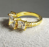R26 Gold Triple Gemstone Ring - Iris Fashion Jewelry