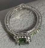 R661 Silver Lime Green Rhinestone Ring - Iris Fashion Jewelry