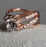 R613 Rose Gold Rhinestone Ring - Iris Fashion Jewelry
