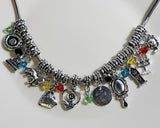 AZ521 Silver 20 Charm Chain Necklace with Free Earrings SUPER VALUE!