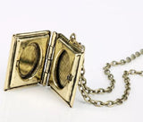 AZ73 Bronze Book Locket Rose Tea Mirror Necklace with FREE Earrings - Iris Fashion Jewelry