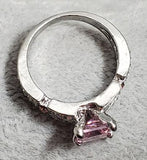 R740 Silver Light Pink Square Gem Rhinestone Ring - Iris Fashion Jewelry