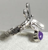 R640 Silver Dragonfly Purple Gem Ring - Iris Fashion Jewelry