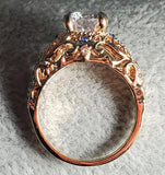 R269 Rose Gold Rhinestone Ring - Iris Fashion Jewelry