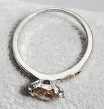 R737 Silver Champagne Gem Rhinestone Ring - Iris Fashion Jewelry