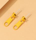 E1939 Golden Yellow Metal Zipper Earrings - Iris Fashion Jewelry