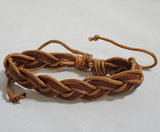 AZ220 Brown Braided Leather Bracelet