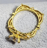 R734 Gold Geometric Design Rhinestone Ring - Iris Fashion Jewelry