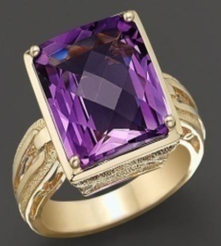 R255 Gold Square Purple Gemstone Ring - Iris Fashion Jewelry