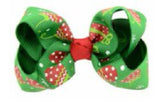 Z79 Green Presents & Mittens Christmas Small Hair Bow Clip - Iris Fashion Jewelry