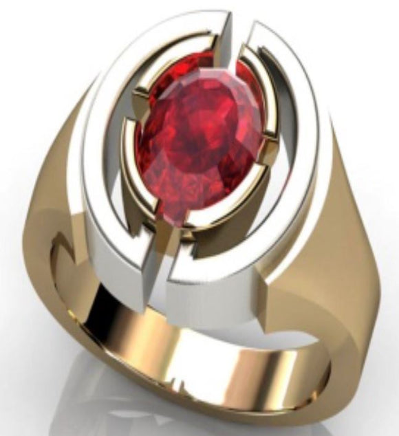 R633 Gold & Silver Red Gemstone Ring - Iris Fashion Jewelry