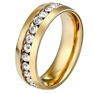 R36 Titanium & Stainless Steel Gold With Gemstones Ring - Iris Fashion Jewelry