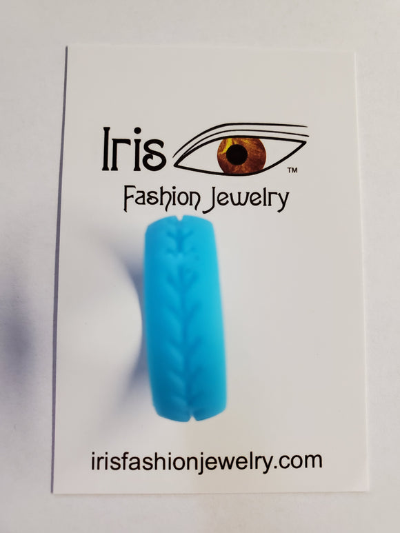 SR07 Light Blue Arrow Design Silicone Ring - Iris Fashion Jewelry