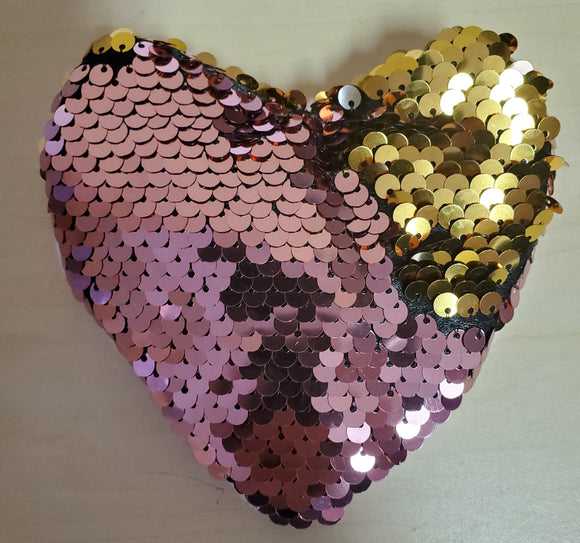 L344 Cute Pink & Gold Sequined Heart Coin Purse - Iris Fashion Jewelry