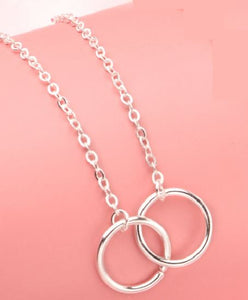 N1623 Silver Double Hoop Necklace with FREE Earrings - Iris Fashion Jewelry