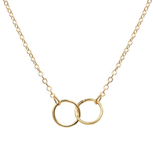 N1620 Gold Double Hoop Necklace with FREE Earrings - Iris Fashion Jewelry