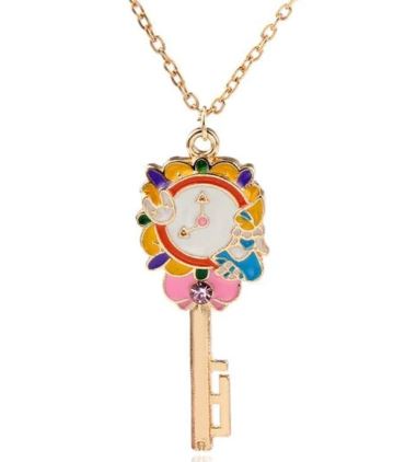 AZ239 Gold Magical Colorful Key Necklace with FREE Earrings