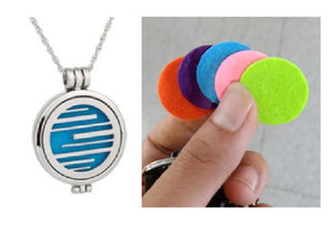 N2087 Silver Line Design Essential Oil Necklace with FREE Earrings PLUS 5 Different Color Pads - Iris Fashion Jewelry