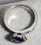 R238 Silver Lavender Gem Rhinestone Ring - Iris Fashion Jewelry