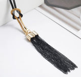 N1214 Gold Black Mesh Tassel Necklace with FREE Earrings - Iris Fashion Jewelry