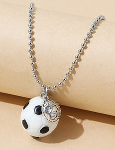 N1625 Silver Soccer Ball Necklace - Iris Fashion Jewelry