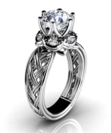 R272 Silver Flower Design Rhinestone Ring - Iris Fashion Jewelry