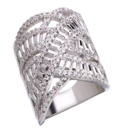 R682 Silver Multi Rhinestone Ring - Iris Fashion Jewelry