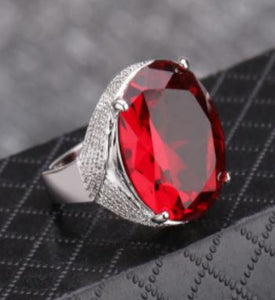 R113 Silver Red Gemstone Ring - Iris Fashion Jewelry